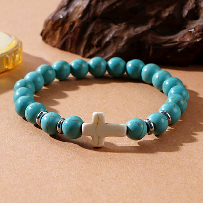 Cross Beaded Bracelets - Faith-Inspired Jewelry with Lava Rock, Turquoise, Tiger's Eye & More | Stylish & Spiritual Handcrafted Accessories