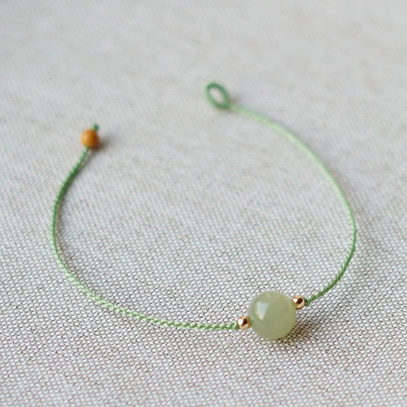 natural clear water gradient hetian jade handwoven braided anklet bracelet – elegant & simple jewelry
