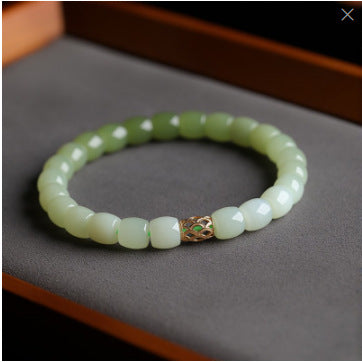 natural hetian jade beaded bracelet for women - gradual green ombre design - star8s