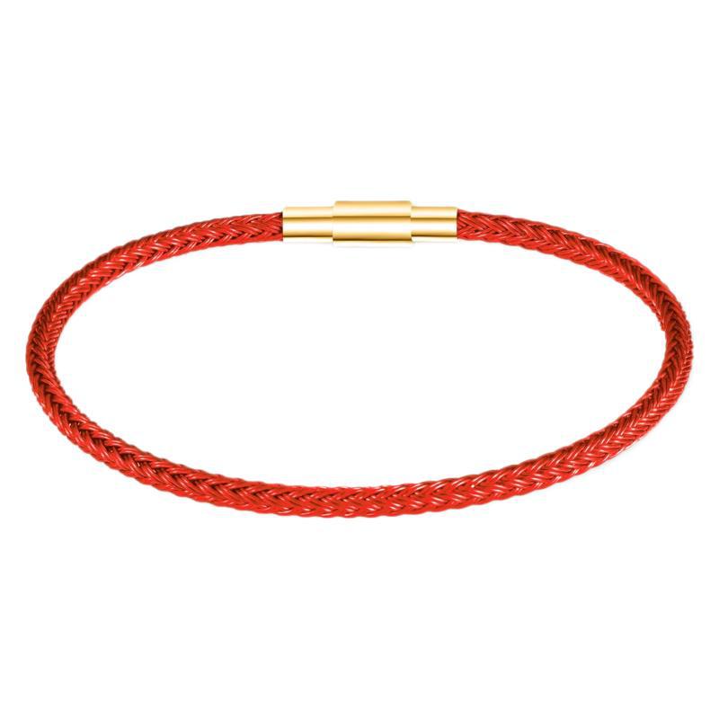 wasserdichtes rotes glücksarmband | schutz im sternzeichenjahr - minimalistischer geflochtener stahldrahtkern, hochwertiger edelstahlverschluss, 22,2 cm länge, ultraleicht, farbecht