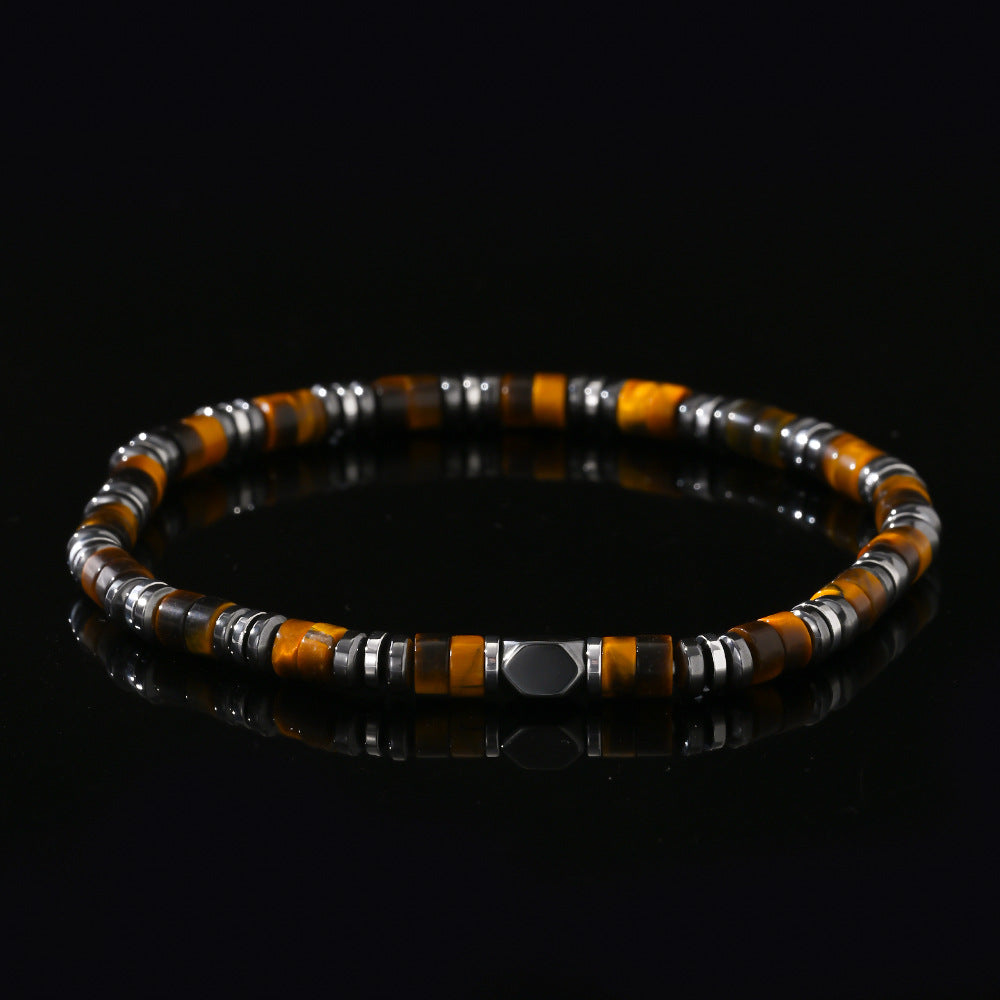 Yellow Tiger Eye Bracelet for Men – Slim Boho Natural Stone Beaded Bracelet - STAR8S