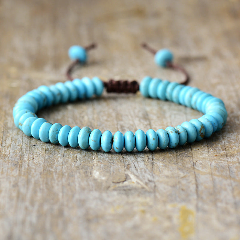 Blue Turquoise Braided Beaded Bracelet Adjustable Handmade Stone Bracelet for Men & Women - STAR8S