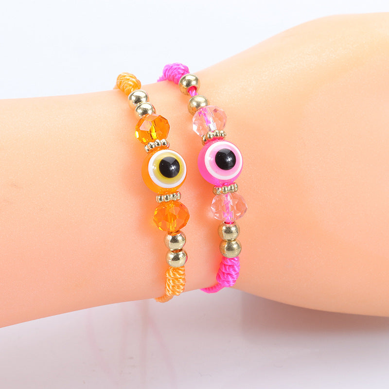 evil eye bracelet - adjustable crystal bead woven bracelet for boys & girls | lucky protection charm bracelet - star8s
