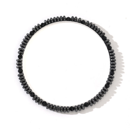 Men's Black Heidan Stone Beaded Bracelet with Disc Spacers and Faceted Beads