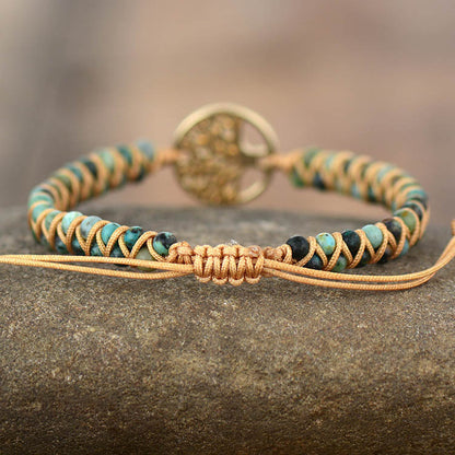 Tree of Life Braided Bracelet - Natural African Pine Stone Friendship Yoga Gift - STAR8S