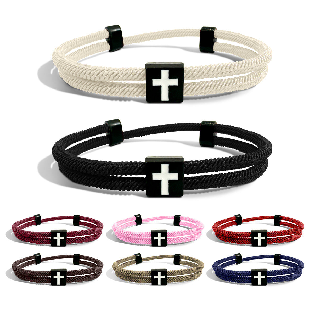 new milan rope braided bracelet with cross - minimalist adjustable unisex bracelet for couples - star8s