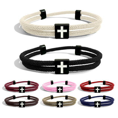 New Milan Rope Braided Bracelet with Cross - Minimalist Adjustable Unisex Bracelet for Couples - STAR8S