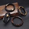 Stainless Steel Cross Bracelet for Men - Natural Tiger Eye Agate Stone Multi-Layer Woven Leather Bracelet