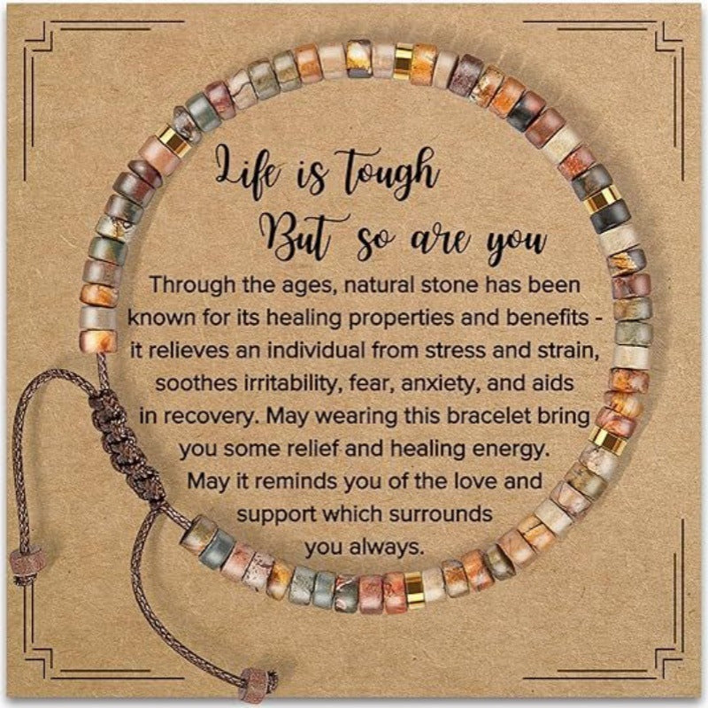 handwoven bracelet for women – high-end, stylish natural stone wristband – adjustable, outdoor, sports & fashion accessory