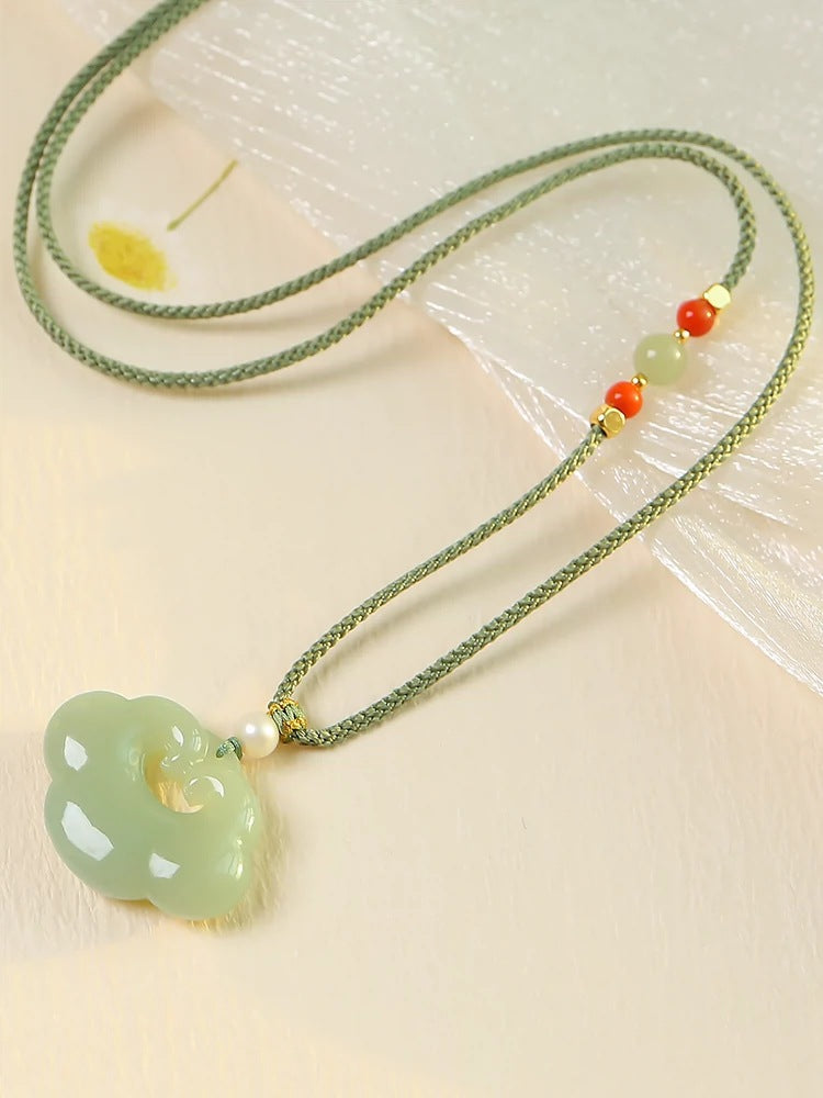 chinese jade necklace - heitian ruyi lock pendant for women's protection | star8s