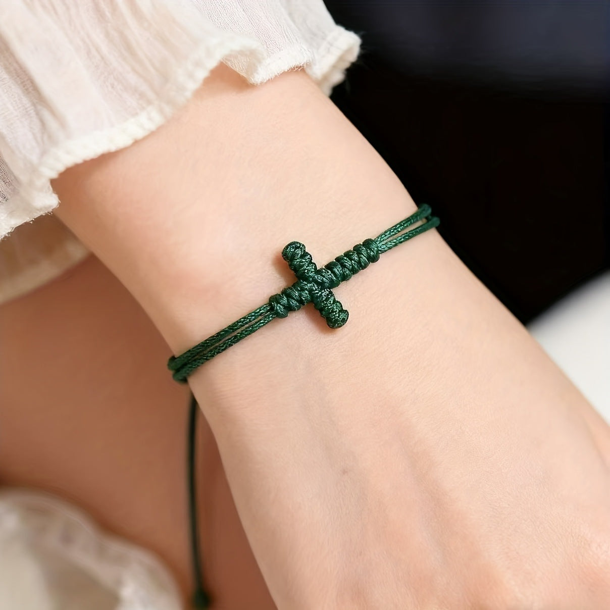 handmade cross string bracelet for women men braided rope christian cross bracelet religious faith jewelry lucky protection amulet wristband adjustable cord gift set