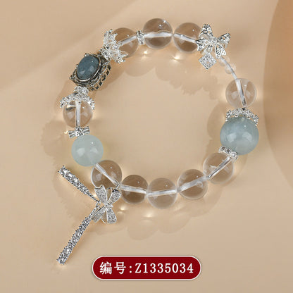 Aquamarine Crystal Bracelet with Butterfly Charms | Elegant Women’s Fashion Jewelry