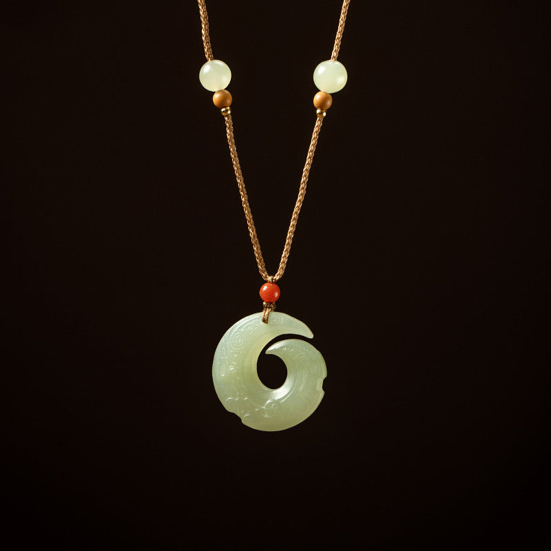 natural hetian jade necklace pendant for men and women - adjustable, unisex jewelry pendant