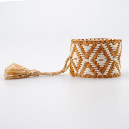 Wide Boho Braided Bracelet – Geometric Diamond Tassel Women’s Handmade Cord Wristband