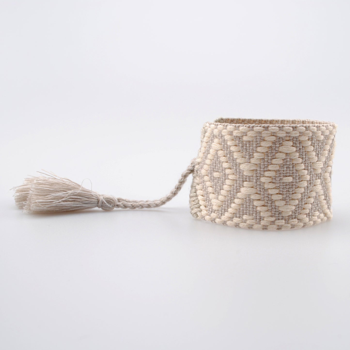 wide boho braided bracelet – geometric diamond tassel women’s handmade cord wristband