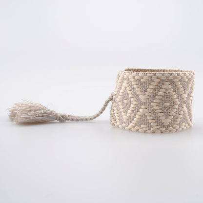 Wide Boho Braided Bracelet – Geometric Diamond Tassel Women’s Handmade Cord Wristband