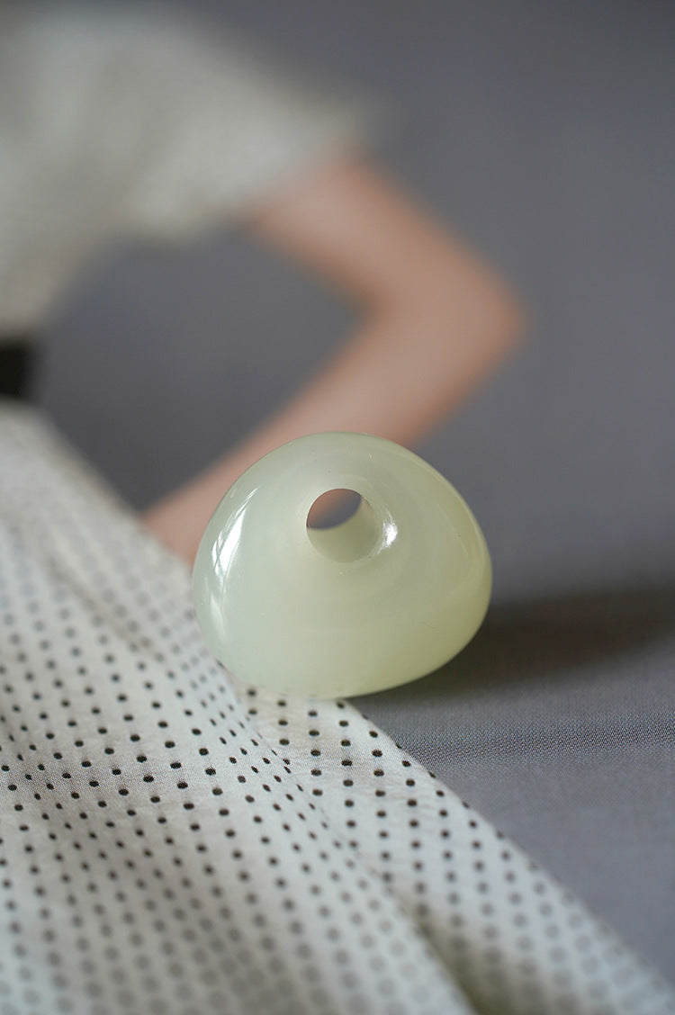 natural hetian jade green pendant - green jade lock pendant for bags lucky & minimalist
