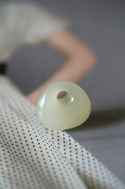 Natural Hetian Jade Green Pendant - Green Jade Lock Pendant for Bags Lucky & Minimalist