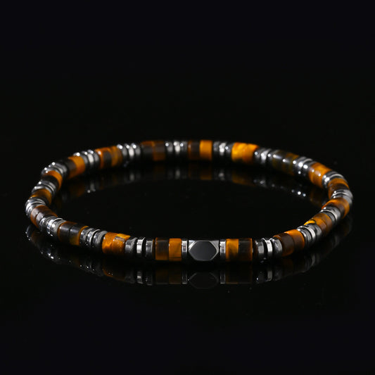 Yellow Tiger Eye Bracelet for Men – Slim Boho Natural Stone Beaded Bracelet - STAR8S