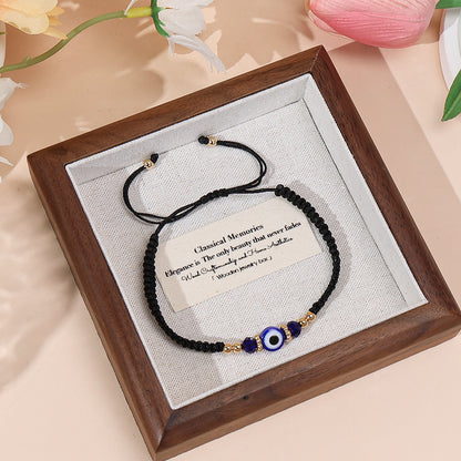 Evil Eye Bracelet for Protection Handmade Woven Cord Bracelet Lucky Blue Eye Amulet Talisman Jewelry Adjustable Braided String Bracelet Gift for Men Women Friends
