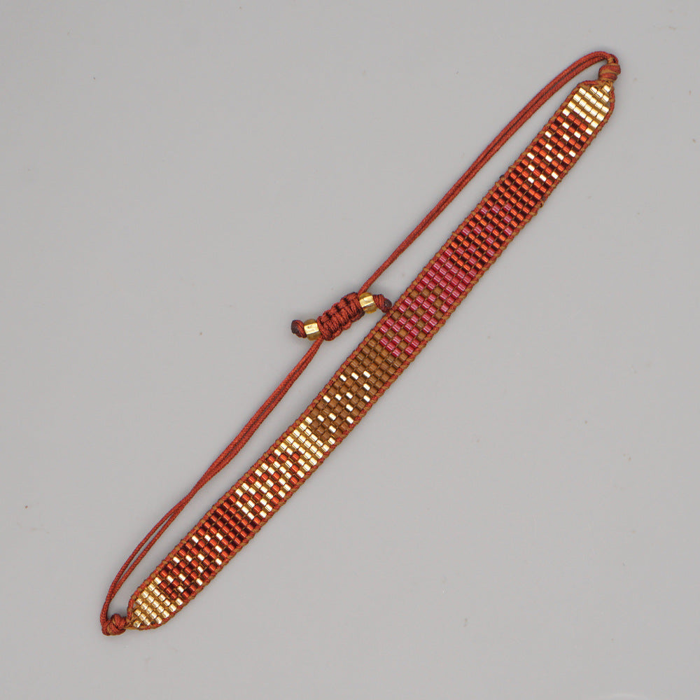 colorful heart boho friendship bracelets — handmade woven seed bead bracelet, adjustable, gift-ready