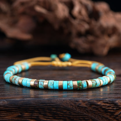 Adjustable Men's Bracelet - Natural Stone 4mm Beads with Turquoise & Tiger's Eye | Stylish & Durable Handmade Friendship Bracelets