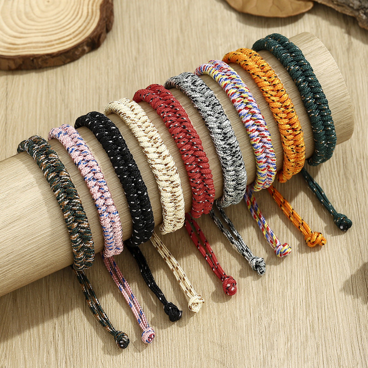 nepal-style boho adjustable cord bracelet – unisex woven wristband, colorful & stackable - star8s