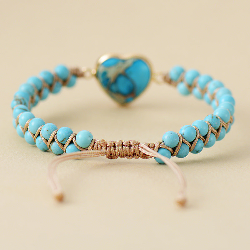 amethyst adjustable heart braided bracelet for women – handmade natural stone beaded macrame jewelry - star8s