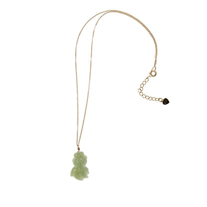 Elegant Hetian Jade Koi Fish Pendant Necklace – Prosperity and Good Fortune