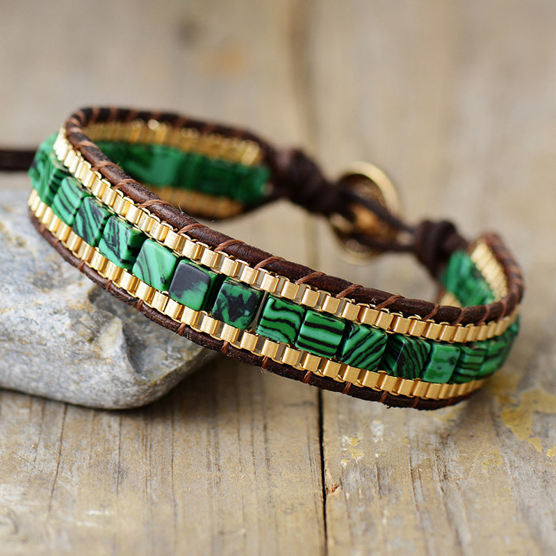 imperial jasper leather braided bracelet – handmade chain bracelet - star8s