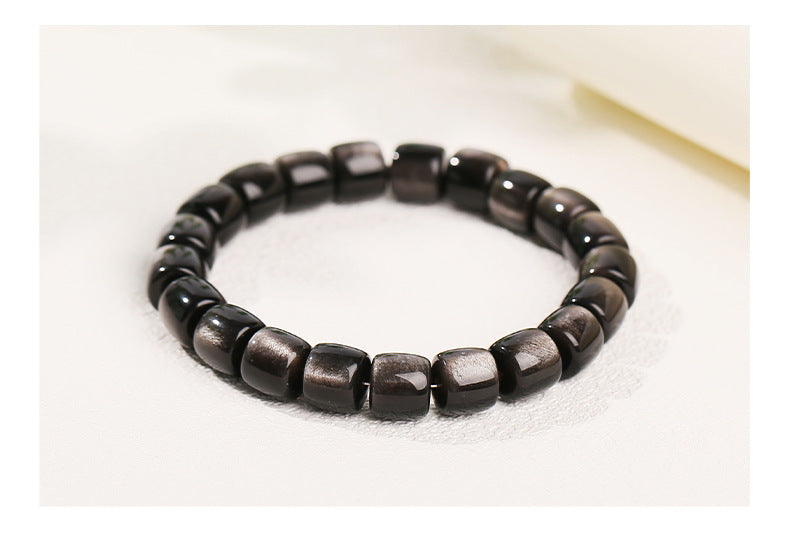 Obsidian Beaded Bracelet - Fashionable Unisex Cylinder Shape Gift Bracelet - STAR8S