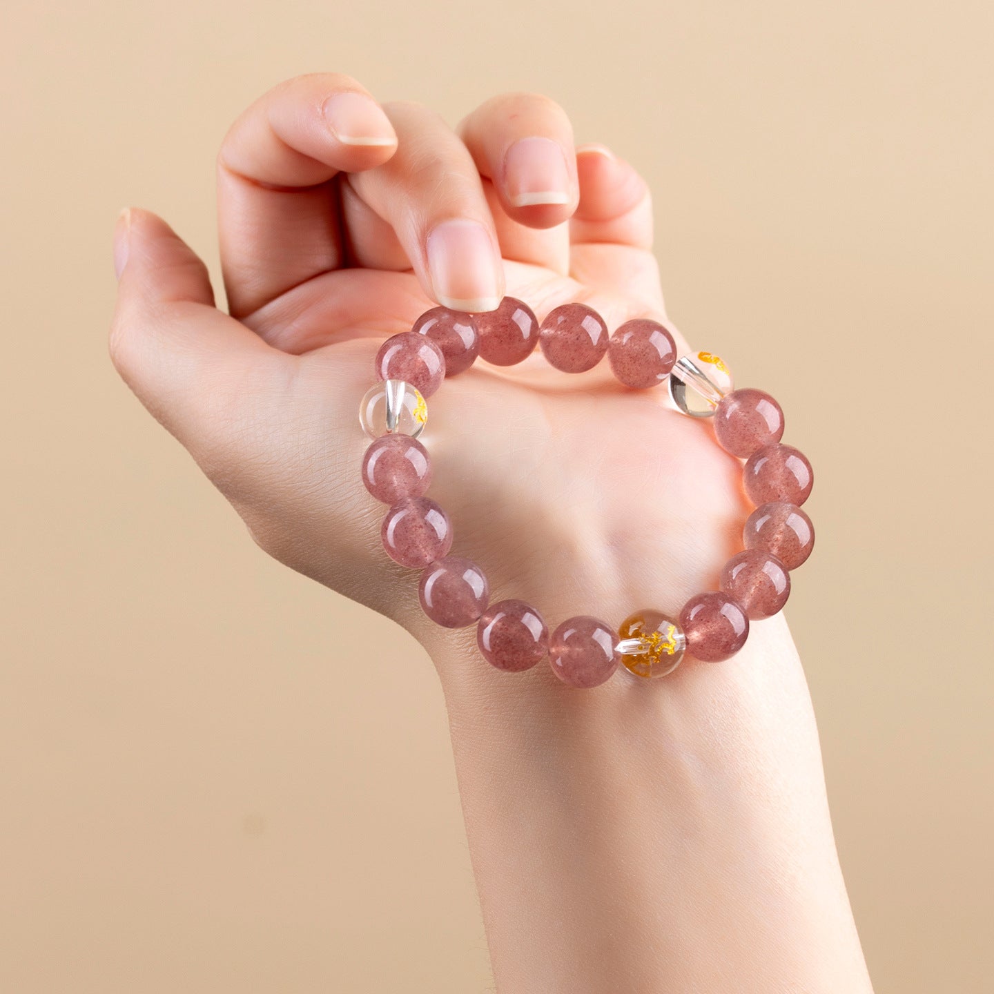 Chinese Zodiac Strawberry Quartz Bracelet for Women – Natural Crystal Beaded Bracelet - STAR8S