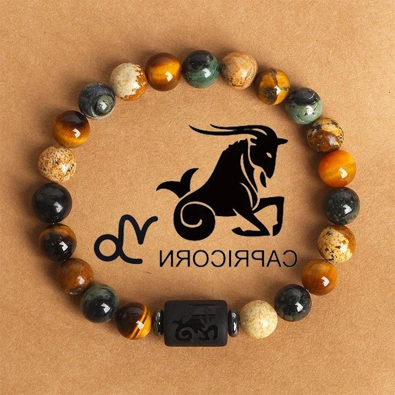 12 the zodiac signs natural stone beaded bracelet - tiger eye - star8s