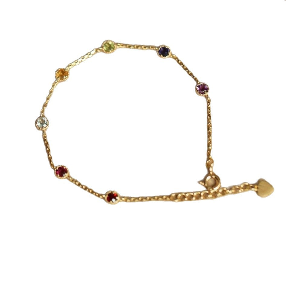 Rainbow Zircon Bracelet | 925 Sterling Silver with 18K Gold Plating | Elegant & Colorful Jewelry for Women - STAR8S