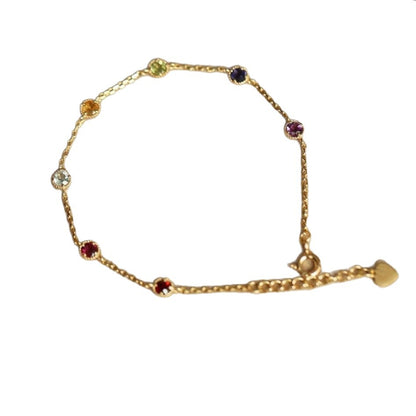 Rainbow Zircon Bracelet | 925 Sterling Silver with 18K Gold Plating | Elegant & Colorful Jewelry for Women - STAR8S