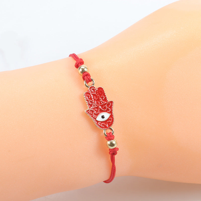 evil eye hamsa hand bracelet - simple adjustable charm for protection & good luck - star8s