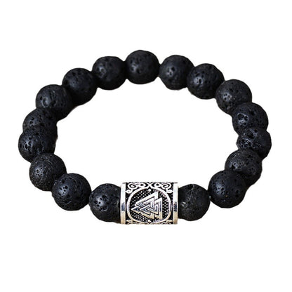 Lava Stone Beaded Bracelet – Handmade Viking Elastic Bracelet for Men, Stylish Gift for Couples - STAR8S