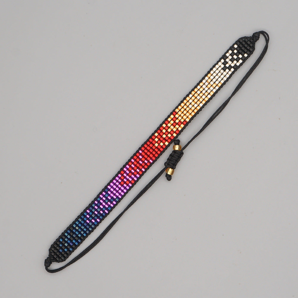 colorful heart boho friendship bracelets — handmade woven seed bead bracelet, adjustable, gift-ready