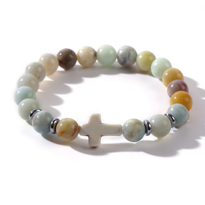 Cross Beaded Bracelets - Faith-Inspired Jewelry with Lava Rock, Turquoise, Tiger's Eye & More | Stylish & Spiritual Handcrafted Accessories