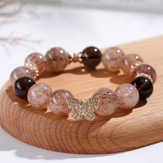Butterfly Crystal Bracelet for Women – Natural Obsidian & Crystal Beaded Bracelet - STAR8S