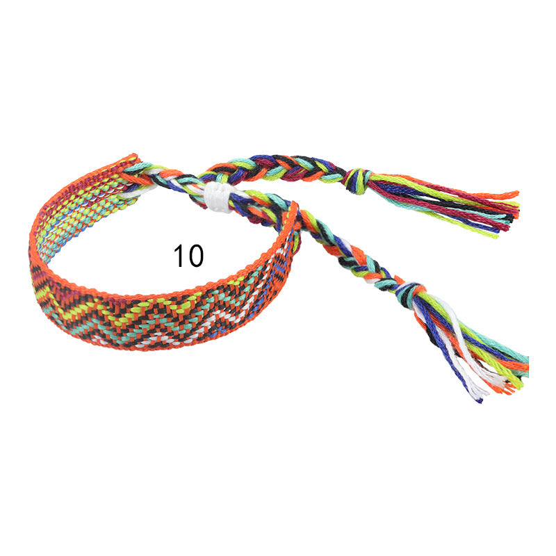 boho woven friendship bracelet – wide colorful tassel wristband, adjustable bohemian bracelet