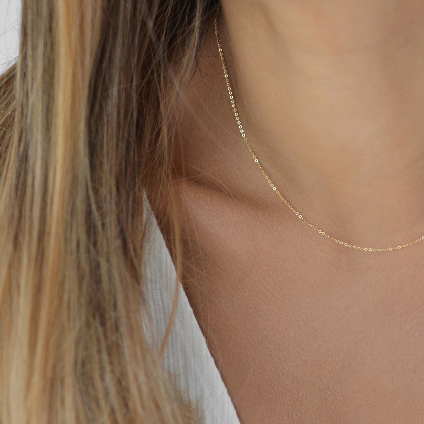 dainty minimalist link chain necklace for women teen girls ultra thin gold tone copper cable chain choker delicate layering clavicle collarbone necklace everyday fashion tiny plain base chain jewelry gift