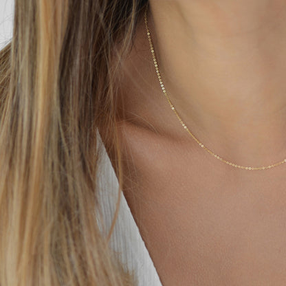 Dainty Minimalist Link Chain Necklace for Women Teen Girls Ultra Thin Gold Tone Copper Cable Chain Choker Delicate Layering Clavicle Collarbone Necklace Everyday Fashion Tiny Plain Base Chain Jewelry Gift