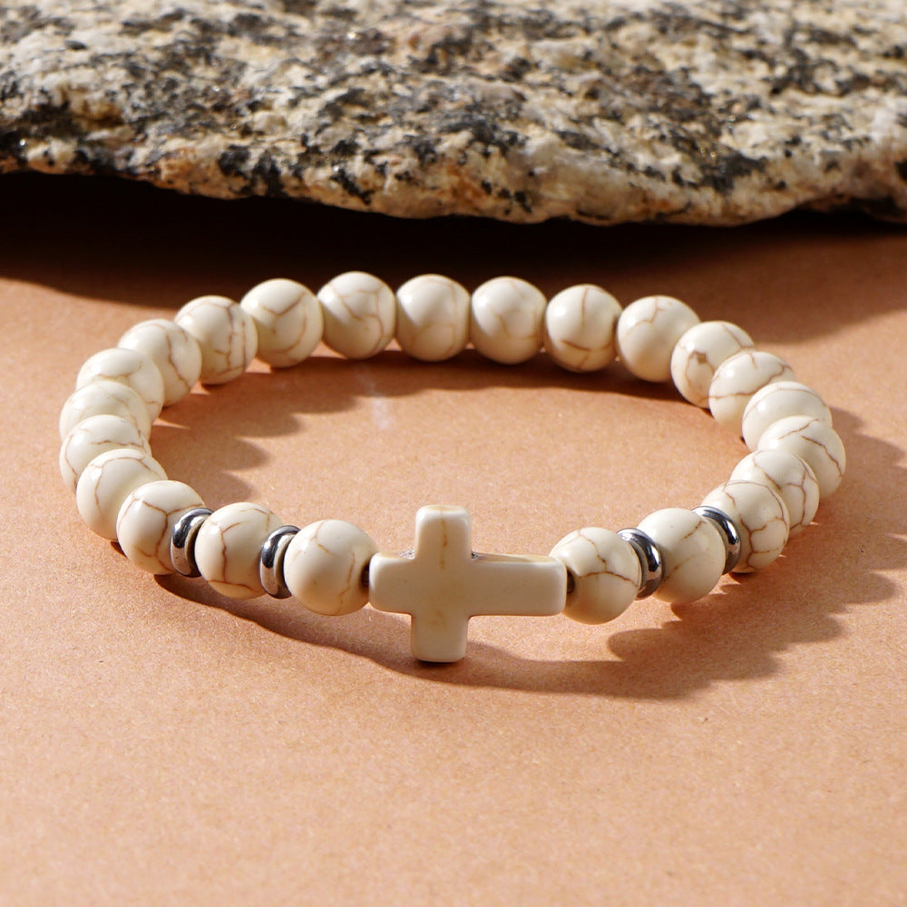 cross beaded bracelets - faith-inspired jewelry with lava rock, turquoise, tiger's eye & more | stylish & spiritual handcrafted accessories