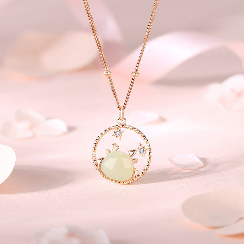 Real Jade Necklace - 925 Silver Gold Plated Dragon Hetian Pendant | STAR8S