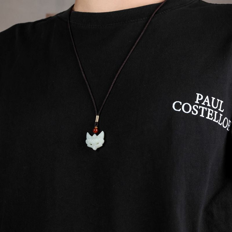 natural hetian jade white jade fox mask pendant 🦊 | handcrafted jade jewelry for men & women