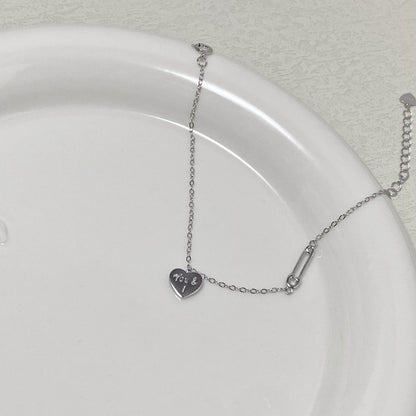 925 Sterling Silver 14K Gold Plated Heart Pin Bracelet - Elegant Minimalist Design