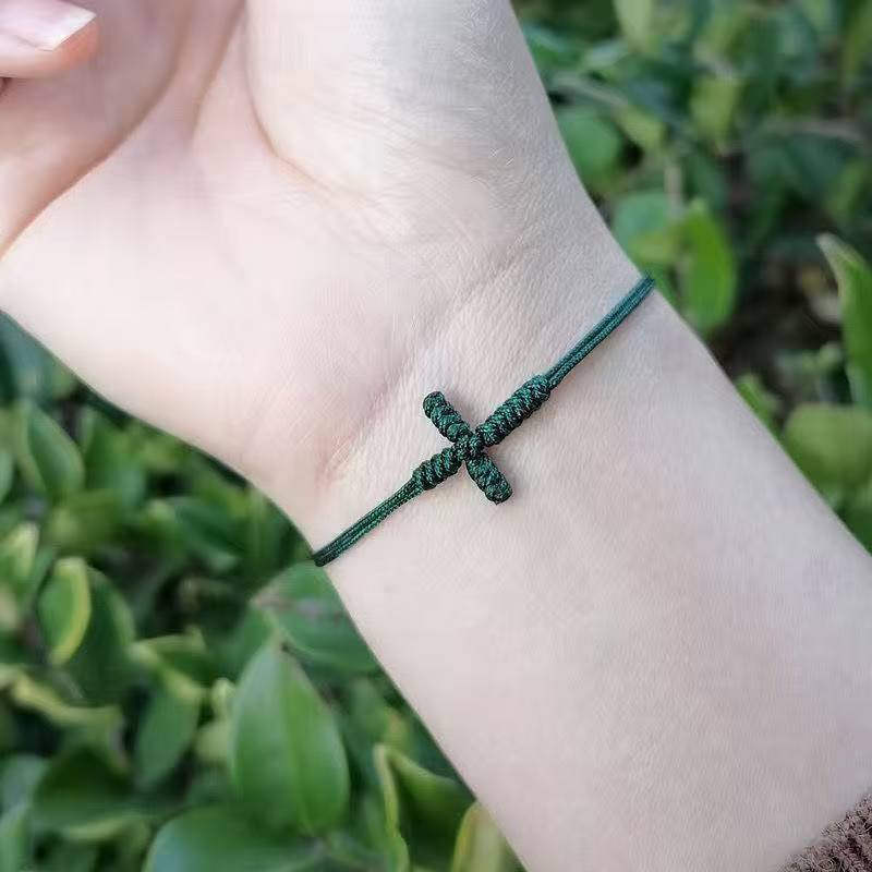 handmade cross string bracelet for women men braided rope christian cross bracelet religious faith jewelry lucky protection amulet wristband adjustable cord gift set