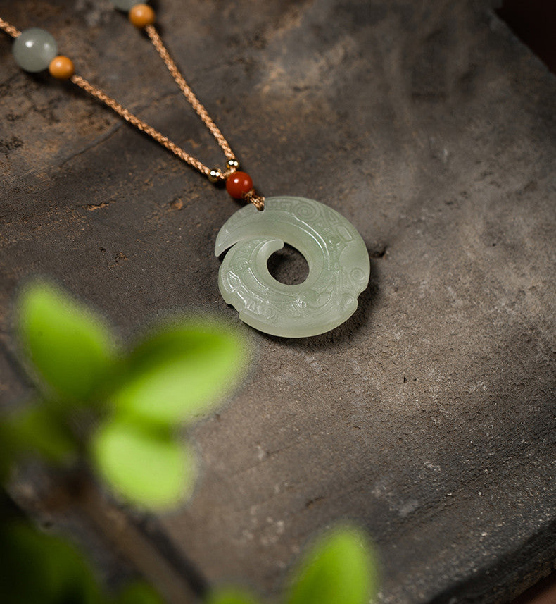 natural hetian jade necklace pendant for men and women - adjustable, unisex jewelry pendant