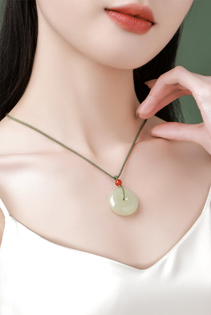 Natural Hetian Jade Ping An Pendant Necklace – Unisex Jade Jewelry - STAR8S